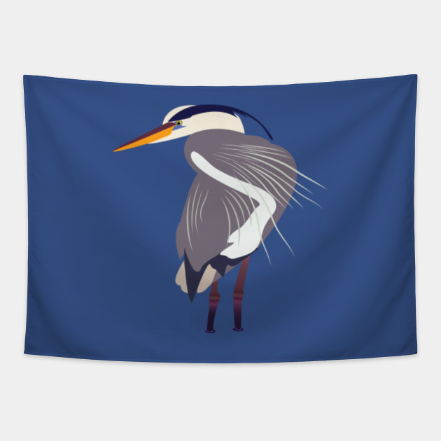 Great Blue Heron Heron Wall Decor Heron Home Decor Heron Blue Heron Illustration Heron T Shirt Great Blue Heron Dam Creative Great Blue Heronheron Wall Decor Tapestry Teepublic