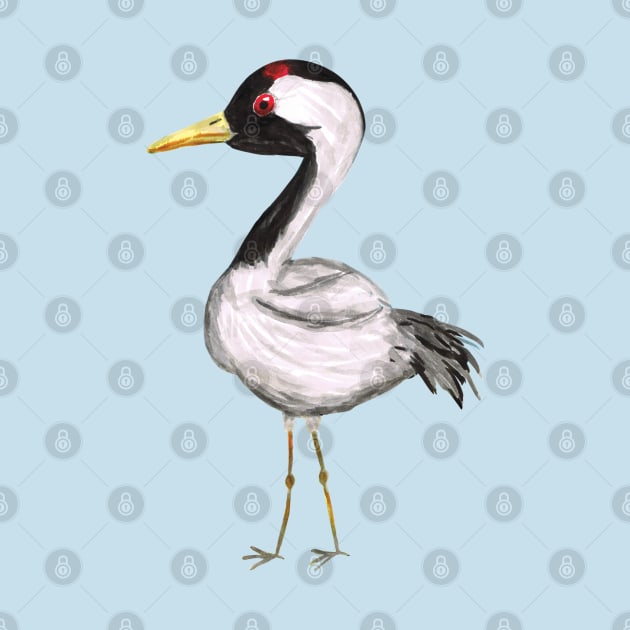 Cute crane watercolor by Bwiselizzy