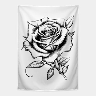 Black Rose Flower Tapestry