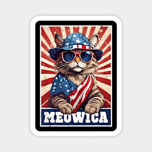 Meowica 4Th Of July Cat American Flag Cat ny 4Th Of July Magnet
