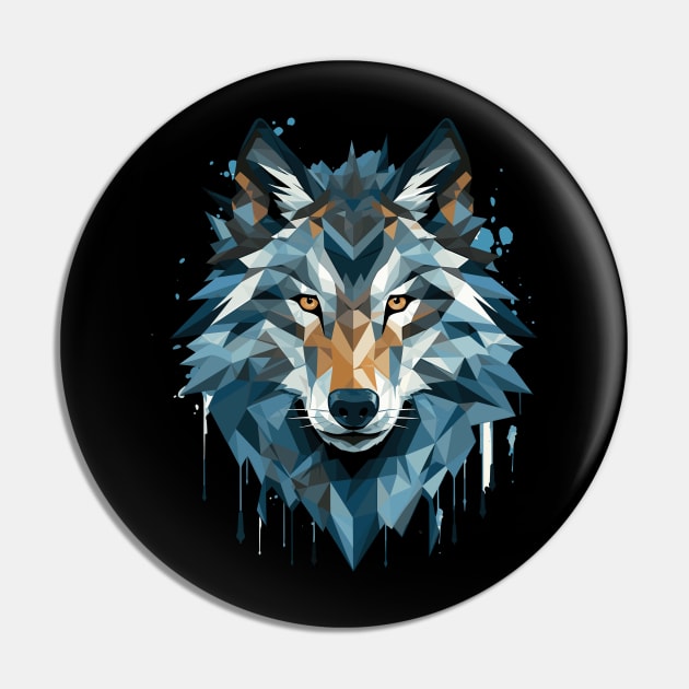 Geometric Wolf Portrait Pin by DanielLiamGill