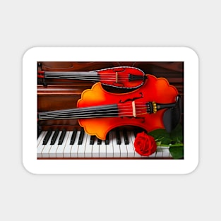 Baroque Vuolin And Pocket Violin On Piano Magnet