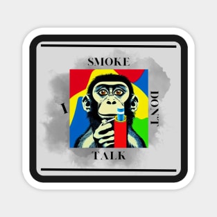 Smoking monkey - Gray rectangle Magnet