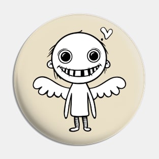 Cheerful Angel Line Art Pin