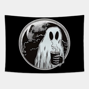 Spooky Moon Ghost drink Coffee Tapestry