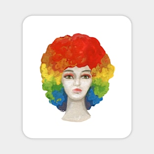 Rainbow wig 70-s vibes Magnet