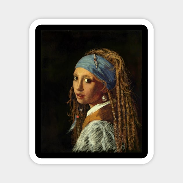 Pirate girl with a pearl earring Magnet by in_pictures