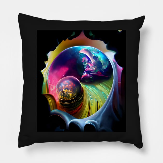 Ein flüchtiger Blick auf das Universum von nebenan - Surreal Pillow by Girih