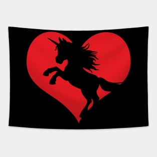 Love Unicorns Heart Unicorn Silhouette Cute Tapestry