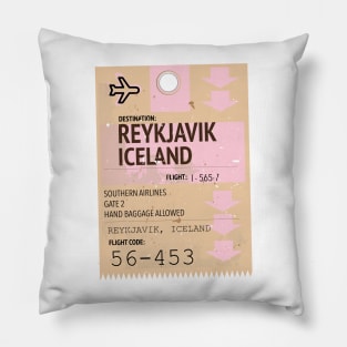 Reykjavik Iceland travel ticket Pillow