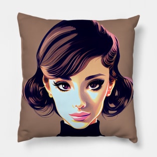 Audrey Hepburn, Confident Witty Fun Flirty Smart Actress, Elegant Classic Beauty Pillow