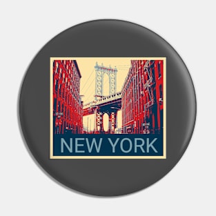 New York 1 - Shepard Fairey style design Pin