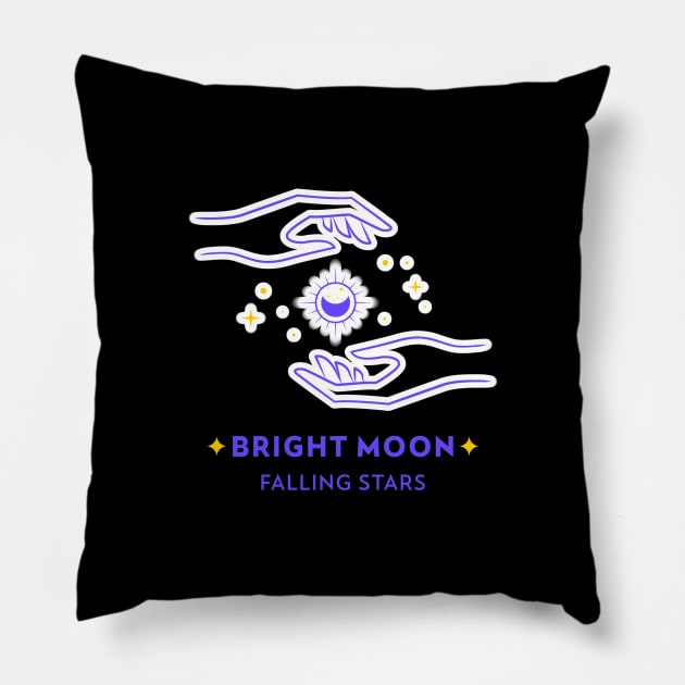 Bright Moon Falling Stars Pillow by BlueCloverTrends