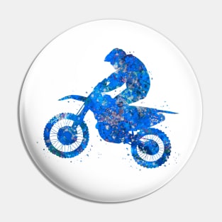 Motocross dirt bike blue art Pin