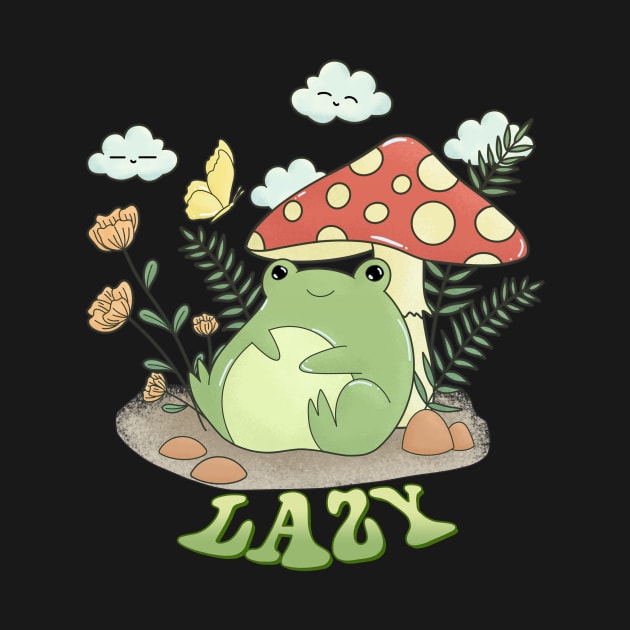 Lazy Frog Under Mushroom Umbrella by Mieu-Angels