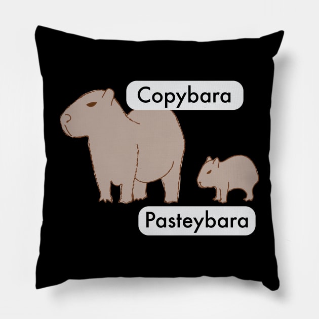 Capybara and Baby Capybara Pup, Copy Paste Pun Copybara Pasteybara Pillow by YourGoods