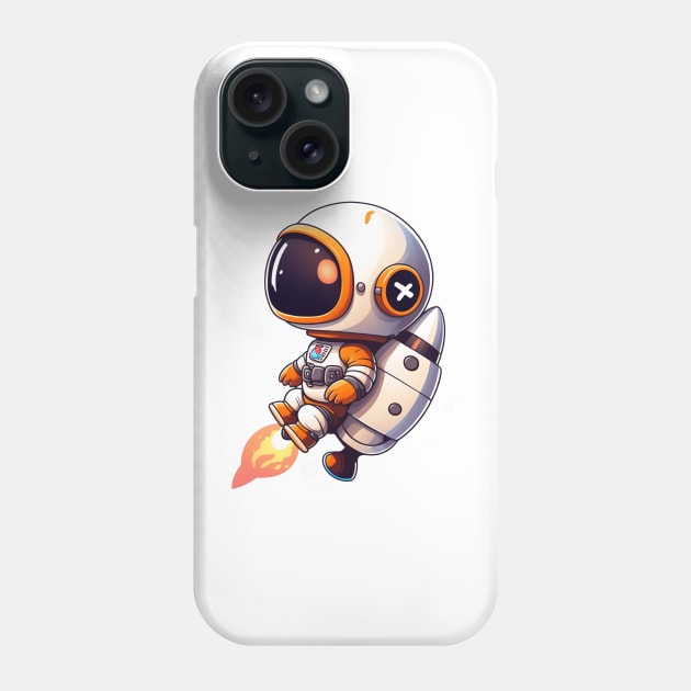 CUTE CHIBI ASTRONAUT ROCKET SUIT IN OUTERSPACE Phone Case by athirdcreatives