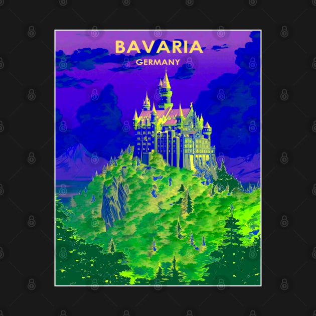 Castle Bavaria - Germany Abstract Psychedelic Travel and Tourism Print by posterbobs