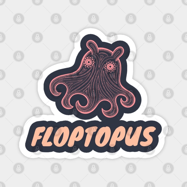 Floptopus- Funny Flapjack Octopus Design Magnet by Green Paladin