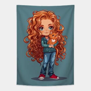 Ginger Girl Ginger Cat Tapestry