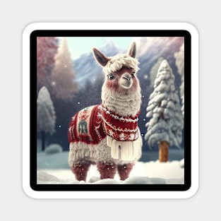 Cute Christmas Llama Magnet