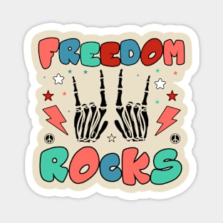 Retro 4th Of July Freedom Rocks Rocker Skeleton Magnet