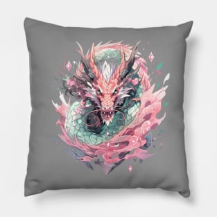 Pastel Crystal Chinese Dragon Pillow