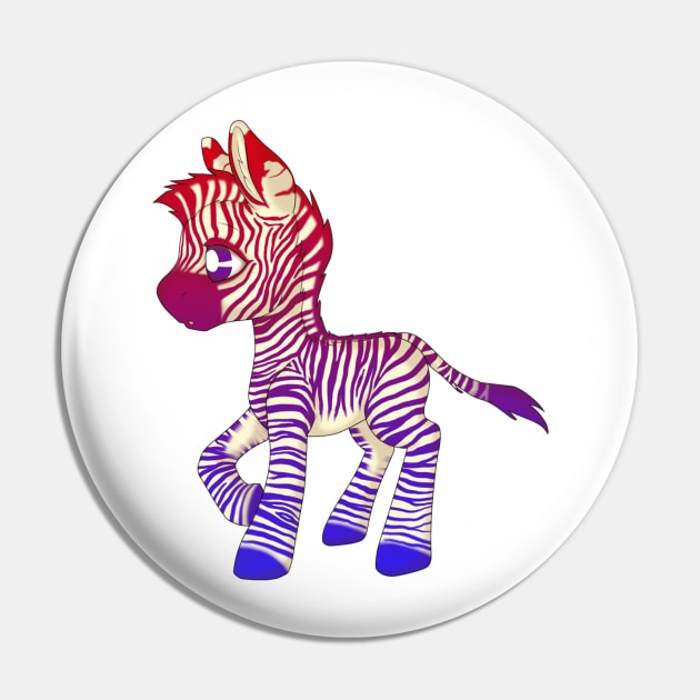 Red Blue Gradient Baby Zebra Pin by SaruCharmed Designs
