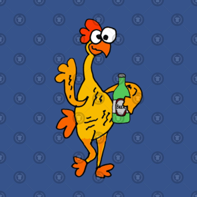Funny Rubber Chicken Drinking Beer Cartoon