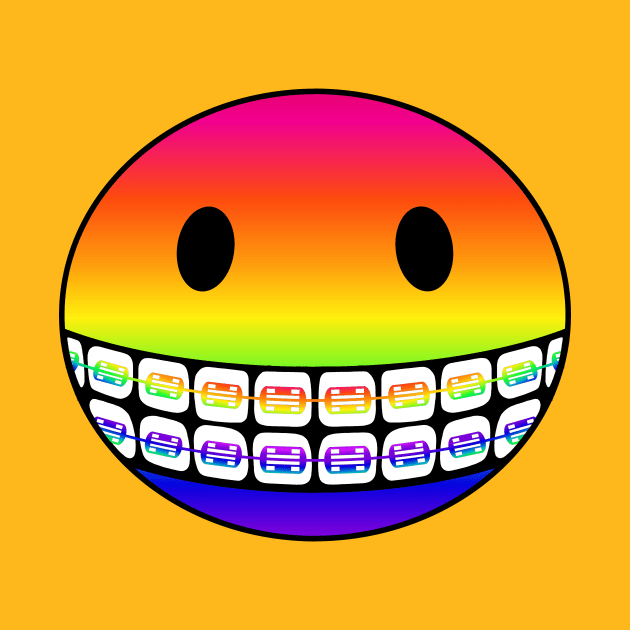 Rainbow Smiley Face with Rainbow Braces by RawSunArt