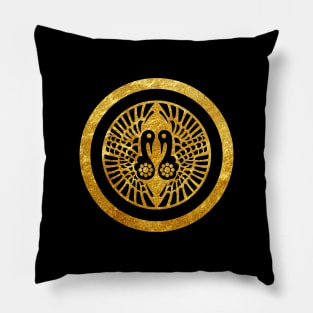 Ikko Ikki Mon Japanese clan in faux gold Pillow