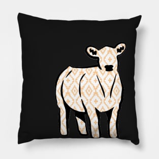 Rustic Yellow Aztec Cow Silhouette  - NOT FOR RESALE WITHOUT PERMISSION Pillow