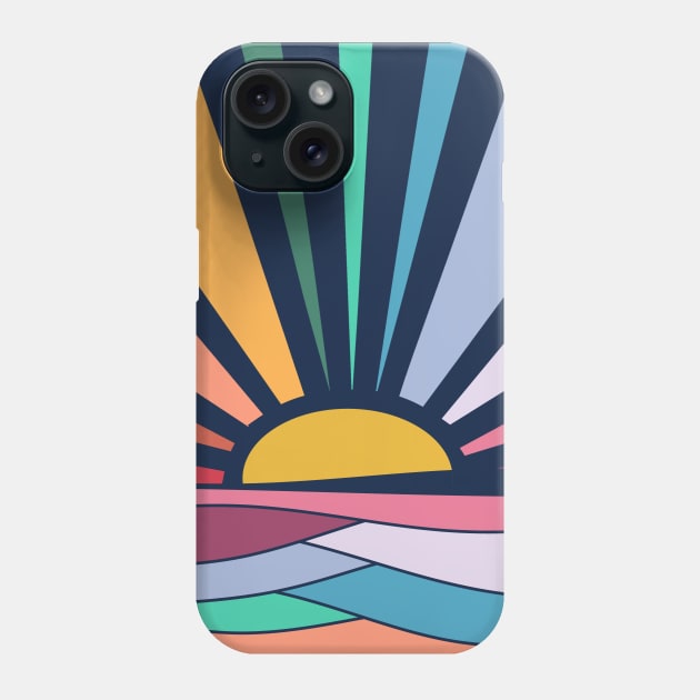 Rainbow Sunrise Sunrays Vintage Boho Sunrise Waves Phone Case by Timeforplay