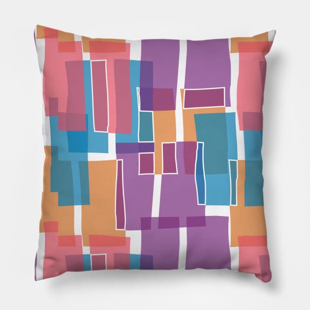 Colorful Purple Mid Century Modern 60s Style Geometric Cut Outs Pattern Pillow by BillingtonPix