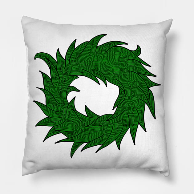 Wreath (black and green) Pillow by calenbundalas