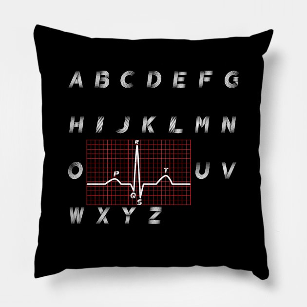 PQRST Wave Heartbeats Line Nurse Alphabet Nursing Gft Pillow by Fargo