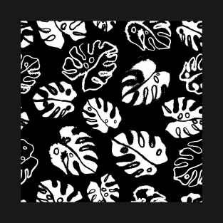 Black and White Monstera Leaves T-Shirt