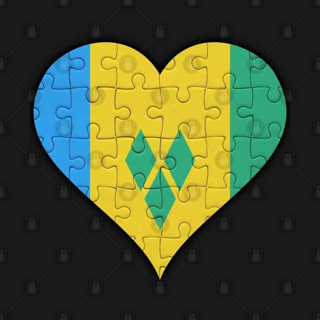 Saint Vincentian Jigsaw Puzzle Heart Design - Gift for Saint Vincentian With St Vincent And The Grenadines Roots by Country Flags