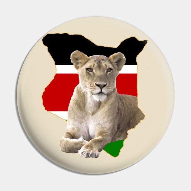 Kenya Lion - BigCat in Africa Pin by T-SHIRTS UND MEHR