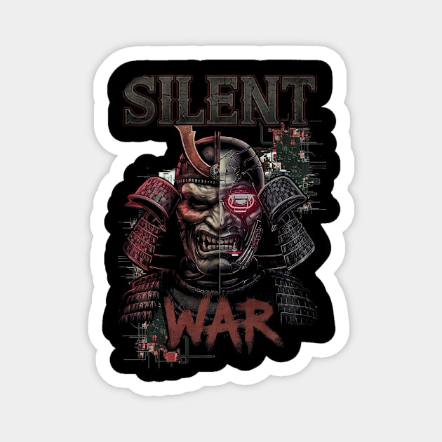 Silent War Cyber Samurai Warrior Design Magnet by Designed By Marty