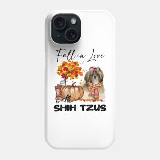 Fall In Love With Shih Tzus Fall Pumpkin Thanksgiving Phone Case
