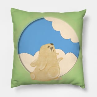 easter bunny on easter day look up at the sky to make a wish on a special day Pillow