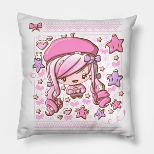 Cute festive pink bubble head cutie Pillow