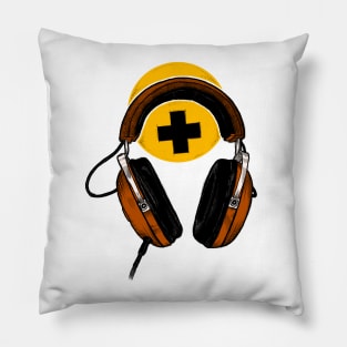 Headphones Orange Pillow