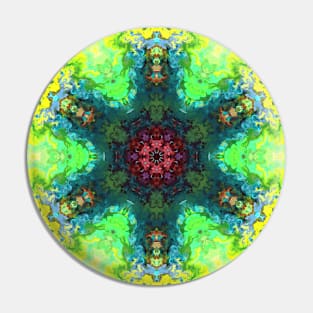 Psychedelic Hippie Flower Red Green and Blue Pin