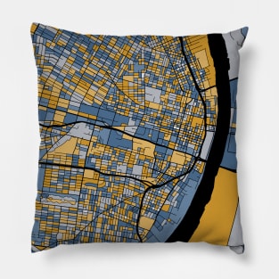 St. Louis Map Pattern in Blue & Gold Pillow