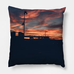 Sunset Over the City Pillow