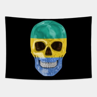 Gabon Flag Skull - Gift for Gabonese With Roots From Gabon Tapestry