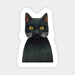 Black cat with yellow green eyes Magnet