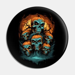 Halloween Pumpkin Skulls Pin